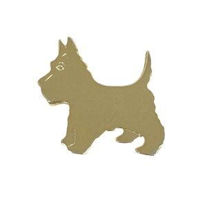 Vintage Scottish Terrier Scottie Westie Gold-Tone Dog Glossy Mirror Brooch Pin